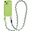 Coiwxmoi Cover per iPhone 13 con Cordino, Custodia Doux Silicone con Regolabile Collana Ultra Sottile Antiurto AntiGraffio Protettiva Case con Laccio Tracolla per iPhone 13 6,1, Verde
