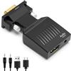Topiky Adattatore Adattatore VGA a HDMI, Convertitore Adattatore Interfaccia Multimediale VGA a HD con Porta Audio da 3,5 Mm, Convertitore VGA Maschio a HDMI Attivo 1080P Supporta la