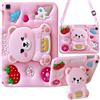 EspZanthic Bambini Cover per Samsung Galaxy Tab A7 Lite 8,7 Pollici 2021 Tablet T220/T225/T227 Case, Custodia Morbida in Silicone Antiurto con Portamatite, Carino Supporto Pieghevole, Tracolla