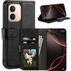 UOGNADGD Custodia flip in similpelle per Vivo Y51 Pro 5G V2544 - Nero | 6.75 Custodia portafoglio folio con fessure per carte, chiusura magnetica, funzione stand e blocco RFID