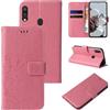 LBH Custodia per Samsung Galaxy A20e, con funzione stand, motivo farfalla e fiori, protezione a 360 gradi, chiusura magnetica, flip cover, colore rosa oro