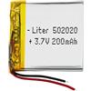 Liter energy battery Batteria 502020 LiPo 3.7V 200mAh 0.74Wh 1S 5C Liter Energy Battery per l'elettronica Ricaricabile Telefono Portatile Smartwatch Orologio GPS - Non adatto per Radiocomando 23x20x5mm (200mAh|502020)