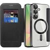 IMEIKONST Cover Magnetica per Samsung Galaxy A57 5G con Slot per Carte, [Compatibile con MagSafe] [Blocco RFID] Custodia in Pelle PU Portafoglio Flip Trasparente Case per Samsung A57 5G. Nero JDCX