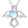 MUUYON Collana con angelo custode in argento Sterling 925 con ciondolo a forma di pietra di luna, regalo per donne