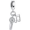 MiniJewelry Ciondolo con pietre scintillanti e microfono, compatibile con braccialetti Pandora, regalo di compleanno per donne, figlia, sorella, nipote, nipote, Misura unica, Metallo, Nessuna pietra preziosa