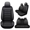 FIENZA Coprisedili Auto per Panda Hatchback 2003-2025 Pelle PU Impermeabile e Traspirante Compatibile Airbag,Set Completo Accessori Interni Auto per Anteriori e Posteriori,Tutte Stagioni,Nero