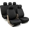 Auto Accessori Lupex - A21 Coprisedili Universali Auto in Tessuto Poliestere Trapuntato, Anteriori e Posteriori, Kit Completo colore Nero