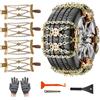 Oziral Catene da neve 4 Pezzi Catene auto neve Catene regolabili Catene da neve resistenti con pala da neve in plastica e guanti Catene da neve durevoli per auto camion SUV larghezza 165-265 mm