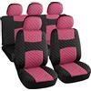 Rebeca Shop A20 Coprisedili Per Auto Universali | Modello Trapuntato | Set Fodere Anteriori e Posteriori | Zip | Copri-Sedile Interni (Rosa)