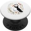 Sea Parrot Lover Gifts Puffin With Flowers Seabird Bird Watching Floral PopSockets PopGrip Adesivo