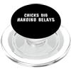 Esskay Designs Rock Climbing Tees Chicks Dig Hanging Belays Arrampicata su roccia PopSockets PopGrip per MagSafe