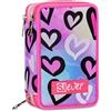 SJ GANG STYLE JAM GANG Astuccio Scuola 3 Zip, Rosa, Portapenne Triplo Scomparto Completo Di Penne, Matite, Colori, Accessori Zaino, Scuole Elementari, Bambina