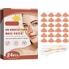 KARELLS Adesivo Naso Protezione Solare,Adesivo Naso Protezione UV,Patch Protezione Solare Naso,Adesivo Naso Protezione Solare Per Uomo Donna,Set di 24 toppe per naso,10 Cotton fioc