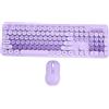Gistuch Tastiera e mouse wireless, 104 tasti, stile macchina da scrivere, tasti rotondi retrò per PC, laptop, desktop, viola