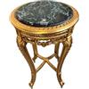 CasAmin Home & Living Tavolino rotondo in legno stile retrò barocco rococò realizzato a mano con piano in marmo verdastro, tavolino con finitura dorata, tavolino per la decorazione del soggiorno