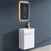 doporro Mobile Bagno Sospeso 46cm con Lavabo e Specchio LED 40x60cm, Set Completo di Mobili per WC Ospiti Bianco Opaco, Pisa