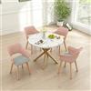 GrandCA HOME Set di Tavolo e Sedie da Pranzo, 100×100×76.5 CM Tavolo da Pranzo Rotondo, 4 Sedie da Cucina Imbottite, per Sala da Pranzo, Soggiorno, Cucina (Marmo-GD + Rosa)
