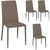 NORDIXA Set 4 Sedie Sala da Pranzo, Sedie Moderne in Ecopelle Lavabile, Sedie Cucina Imbottite con Struttura in Metallo e Gambe Inclinate Antiribaltamento, Impilabile, Montaggio non richiesto