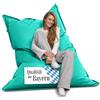 Bruni Pouf gigante Caree in turchese - Pouf rettangolare XXL con imbottitura da 140 x 180 cm e 400 l, Bean bag con fodera interna, sacco reclinabile, fodera rimovibile, per interni ed esterni, dalla