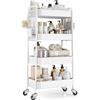 Urackify Carrello portaoggetti a 4 ripiani su ruote, bianco