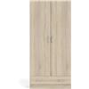 Dmora Azul - Armadio Multiuso 2 Ante un Cassetto, Ripiani: 79.4x170.4h cm, Marrone Quercia