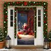 JunD Copriporta Babbo Natale 90 x 200 cm - Copertura Porta Natalizia in Poliestere Lavabile con Chiusura Velcro, Striscione Natale per Porta Ingresso Balcone Veranda, Addobbi Natalizi