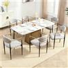 Relbiety Set di 6 Sedie da Pranzo Imbottite in Tessuto Bouclé con Gambe in Metallo,Sedie da Cucina Moderne Sedia da Soggiorno con Braccioli Dorati Confortevoli per Cucina, Sala da Pranzo,Grigio