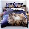 ZZXHG Set Copripiumino Singolo 135x200 Gatto Stella Viola, Copripiumini In Morbido Microfibra per Bambino, Set di Biancheria da Letto Singolo con 1 Copri Piumone e 2 Federe 50x80 cm