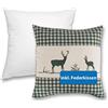 wometo Federa per cuscino 40 x 40 cm, colore verde cervo con cuscino in piuma, imbottitura OekoTex, chiusura lampo, stile rustico, cuscino decorativo a quadretti, sfondo chiaro