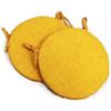 Russo Tessuti Coppia Cuscini Coprisedia Cucina Sgabelli Rotondi Lacci Double Face Sfoderabili -Giallo