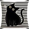 ZZDXL Federe Cuscini Divano Gatto Nero Copricuscini Cuscini Per Divano In Lino,Copricuscini Divano Moderna,Tessuto Morbido Camera Da Letto Cuscini Con Cerniera Invisibile,Copricuscino 60X60 Cm