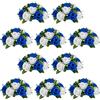 Nuptio Centrotavola con Palline Fiori Artificiali: 10 Pezzi Blu Royal Bianchi Fiori Finti Palline Rose 24cm Diametro per Composizioni Rose Finta Seta per Decorazioni Tavola per Feste Ricevimento Nozze