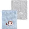 CREVENT 2 copertine da 75 cm x 100 cm, simpatiche, soffici, calde, per bambini, culla, passeggino, colore: grigio nuvola + leone
