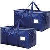 Dntorx 2 pezzi da 90 l di grandi dimensioni con coperchio, scatole pieghevoli per trasloco, campeggio, biancheria da letto, vestiti, blu