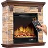 KESSER® Caminetto elettrico Casminetto da appoggio - Caminetto con effetto fiamma LED 3D, con funzione di riscaldamento, caminetto con potenza 1800W, (Natur/Braun)