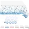 MORAINJAY 4 pz Bianco Tovaglia a Pois in Blu,Antimacchia Impermeabile Feste Tovaglia in Plastica,137x274cm Rettangolare Tovaglia per Natalizia Party,Interni Esterni Giardino Ristorante Decor