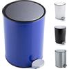 Bamodi Pattumiera da bagno in acciaio inox da 3 l, elegante pattumiera con sistema di abbassamento automatico per il tuo bagno, pattumiera con secchio interno rimovibile (blu)