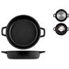 Home ANTIK ARS Home Granchef Tegame, Rivestimento Antiaderente con 2 Manici, Rotonda, Alluminio Pressofuso, Nero, 16 cm