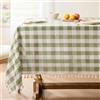 Softalker Tovaglia rettangolare a quadri in lino e cotone pesante, con nappine, lavabile, antipiega per sala da pranzo, feste, casa, da 140 x 213 cm, verde salvia