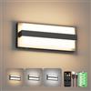 Klighten Led Applique da interno Dimmerabile con batteria, 11000mAh, 3000K -6000K Lampada da parete touch senza fili con Telecomando, Luci da parete con funzione di Timing, con USB-C, 8W, Nero