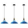 LEDSone 3pcs Vintage Retro Lampadario a Industriale Plafoniera E27 Paralume in metallo LED Lampada Loft (Blu)