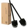 Black Sweden Home Scopino WC in silicone, nero, 2 pezzi, design nordico, accessori da bagno, colore: nero opaco