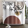 Kzzfqxb Tende da doccia 180x200cm con ganci in plastica, motivo archi sole marrone foglie di bambù arte moderna stile bohémien, impermeabile occlusa per vasca, tessuto in poliestere estetico per bagno