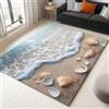 Generic Spiaggia Tappeto Camera Da Letto 60 X 90 Cm Conchiglie Onde Del Mare Tappeto Salotto Antiscivolo Per Soggiorno Camera Da Letto Cameretta, Moderno Tappeto Lavabile In Lavatrice