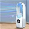 EagerMinds Ventilatore a torre, silenzioso, senza rotore con spray umidificatore, 6 velocità, timer da 6 ore, ventilatore da tavolo USB da 30 cm, per ufficio, casa, camera da letto (bianco)