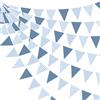 pinkblume Festone con bandierine a quadri blu polveroso da 0,9 m, decorazione per feste retrò in tessuto a quadretti blu, bandierine triangolari, striscione per nautica Ahoy Achor sotto il mare, compleanno