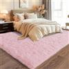 AIMECO Tappeti camera da letto Tappeto Peloso Morbido lungo Soggiorno Carpet stanza da letto pelo piccolo moderno scendiletto salotto Antiodore Antiacaro Antiscivolo Casa bambina Rosa 120 * 180cm