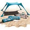 MOMEVO® Tenda da spiaggia Sunsail - Telo ombreggiante da spiaggia con protezione UV UPF 50+, resistente al vento e leggera, tenda da spiaggia di nuova generazione (4 pali, Blu petrolio)