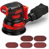 Roadtime Levigatrice orbitale a batteria compatibile con Milwaukee M 18 V batteria (senza batteria), 125 mm, smerigliatrice elettrica senza spazzole da 4000 - 8000 rpm, 3 velocità, 21 fogli di carta vetrata e