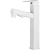 XJTNLB Rubinetto Bagno con Doccetta Estraibile Miscelatore Monocomando Lavabo in Ottone Rubinetti per Lavandini Bagno a 2 Modalità Rubinetto Lavabo Miscelatore Bianco-Quadrato,Alto